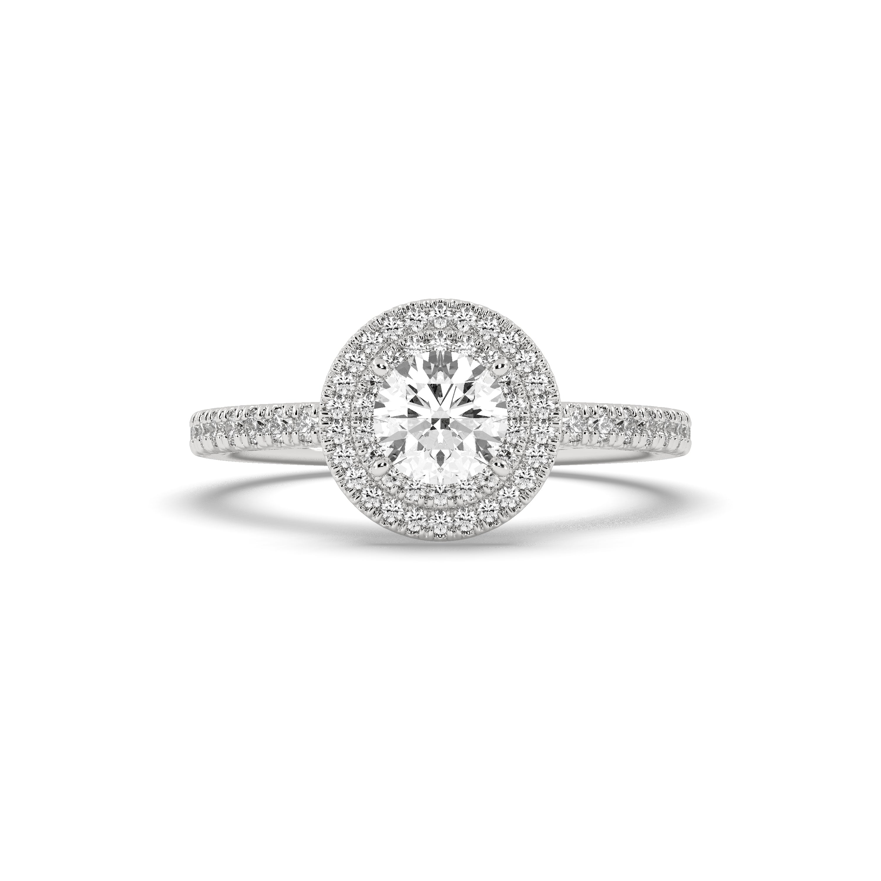 White Gold Studded 0.978 Carat Lab Grown Diamond Ring-F Color VS1 Clarity.